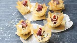 Recette  Corolles apéritives aux gésiers de canard confits et magrets fumés [upl. by Novah406]