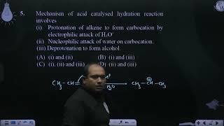 Mechanism of acid catalysed hydration reaction involves i Protonation of alk [upl. by Knorring829]