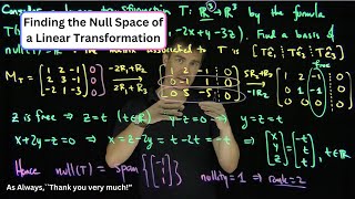 Finding the Basis of the Null Space of a Linear Transformation [upl. by Trebma765]