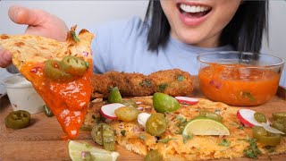 PIZZA BIRRIA  FRIED CHEESY JALAPENO ASMR EATING SOUNDS NO TALKING  SASASMR [upl. by Nannette]