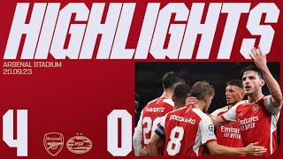 HIGHLIGHTS  Arsenal vs PSV Eindhoven  Champions League  Saka Trossard Gabriel Jesus Odegaard [upl. by Anaitsirhc470]