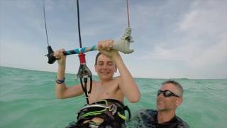 2016 Kiteboard lessons in Cayo Guillermo Cuba Kiting kite surfing before Irma [upl. by Ahsimit]