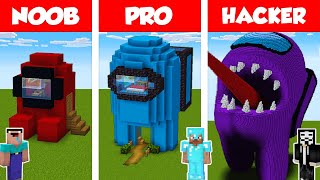 Minecraft NOOB vs PRO vs HACKER AMONG US HOUSE BUILD CHALLENGE in Minecraft  Animation [upl. by Nyrak]