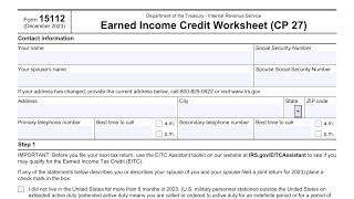 IRS Form 15112 walkthrough Earned Income Credit  CP27 [upl. by Tema635]