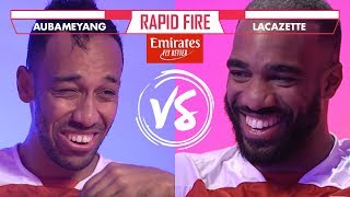 Aubameyang Lacazette Holding amp Iwobi  Emirates Rapid Fire [upl. by Kciredorb]