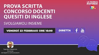 Prova scritta concorso docenti quesiti di inglese svolgiamoli insieme La lezione del prof Marenco [upl. by Longtin]