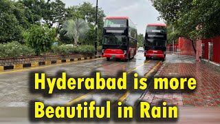 Hyderabad in Rain 4K  వర్షంలో అందమైన హైదరాబాద్hyderabad tourism hitechcity rain telugu [upl. by Thetos]