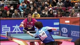 【卓球】全日本卓球2018 水谷隼 vs 松平健太 ⇔左右反転⇔ [upl. by Ahsinal]