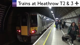 London Underground Heathrow Express And Elizabeth Line Trains at Heathrow Terminals 2 amp 3 [upl. by Adon]