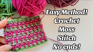 EASY METHOD CROCHET MOSS STITCH COLOUR CHANGE [upl. by Gillman422]