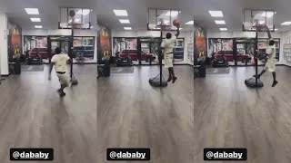 DaBaby Dunks On Mini Rim At Store [upl. by Hamford238]