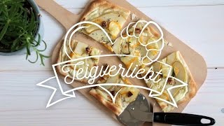 Rezept Flammkuchen mit Rotschmierkäse amp Birne  Teigverliebt [upl. by Ilocin]