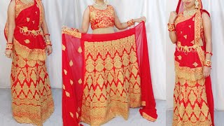 BRIDAL LEHENGA SAREE DRAPING TUTORIALLEHENGA SAREE DRAPINGSTEP BY STEPHINDI [upl. by Hajidahk906]