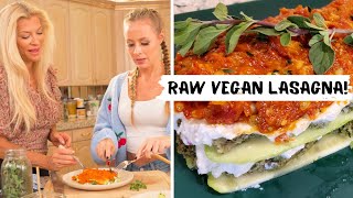 CARA BROTMAN Shows Us How To Make RAW VEGAN LASAGNA best raw food I have ever tasted [upl. by Netsryk77]