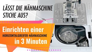 ✅ Wie man eine Nähmaschine mit einem horizontalen Schiffchen einrichtet um alle Stoffe zu nähen❓ [upl. by Mord]