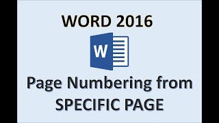 Word 2016  Page Numbers Starting from Specific Number  How to Add Insert Start Put on Pages in MS [upl. by Eugene766]