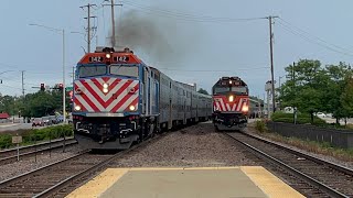 Train Race Metra 142 races Metra 101 at Des Plaines Illinois [upl. by Dlaner]