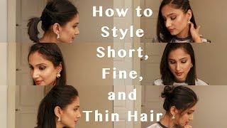 6 Heatless Hairstyles for Fine Thin and Short hair  How to style 3rd day Short Fine and Thin hair [upl. by Airrotal]