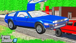 CLASSIC DELOREAN ARRIVING AT CAR DEALERSHIP  CAN WE MAKE MILLIONS FARMING SIMULATOR 22 [upl. by Aleuqahs259]