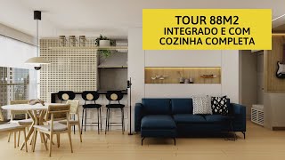 Tour 88m2  Todo Integrado e Com Cozinha Completa [upl. by Bozuwa]