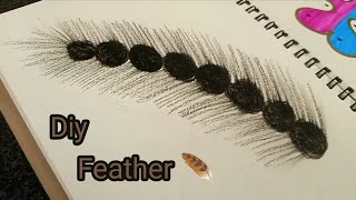 How to make feather using crayon  Diy Craft [upl. by Eitteb]