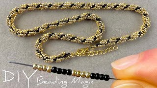 Easy Beaded Rope Necklace Tutorial Beaded Spiral Rope  Seed Bead Jewelry Making [upl. by Cadman864]