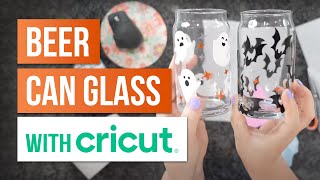 EASY CRICUT Joy Projects for Beginners 🙌  Beer Can Glass With Cricut [upl. by Airbmak237]