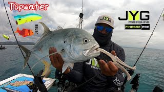 Topwater fishing Pescando en Cabo Rojo Jurel Pargo Kayak fishing [upl. by Aihsar]