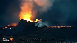 Iceland Volcano Stunning View Increased Activity At The Cone  180624 [upl. by Nodle]