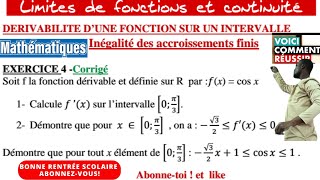 Inégalité des accroissements finisDérivabilité dune fonctionexo4 Corrigé [upl. by Althee]