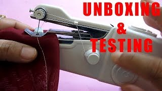 Portable and Cordless Handheld Sewing Machine  Unboxing amp Testing [upl. by Nomaj950]