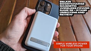 Belkin BoostCharge Magnetic Wireless Power Bank 5K Plus Stand Unboxing and Review [upl. by Greeley]