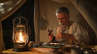 ASMR 1920s Man Cleans Artifacts Hoping to Find Gold No talking no music night forest sounds [upl. by Lippold240]