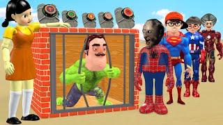 Scary Teacher 3D vs Squid Game Become Superhero Nick Hulk Escape from prison cell 5 Times Challenge [upl. by Ellenij21]