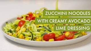 Zucchini Noodles with Creamy Avocado Lime Dressing I GlutenFree Vegan Spiralizer Recipe [upl. by Slaby]