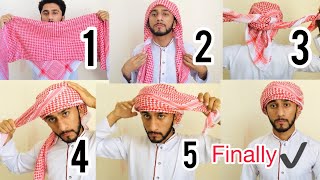 How to wear Dubai style Headscarf  SHEMAGH GHOTRA  Full Tutorial  Majidshah 2020 [upl. by Leumhs]