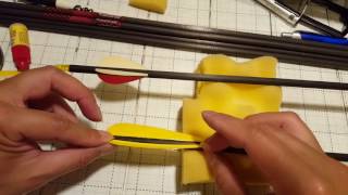 Fletching arrows by hand [upl. by Kcirrag]