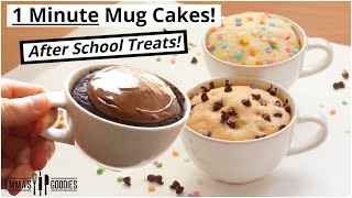 1 Minute Microwave Mug Cake Recipes  3 Back To School Treats [upl. by Hannavahs]