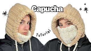 Capucha con Cuello a Crochet  ¡Para Principiantes  Tutorial Hebras crochet [upl. by Zzahc]