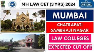 MH LAW CET 3 YRS 2024  Colleges vs Expected Percentile  Law CET Category wise Cut off List [upl. by Cuthburt]