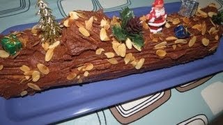 recette de la bûche marrons  chocolat  amandes [upl. by Ingrim]