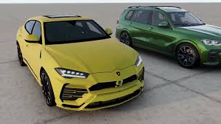 Lamborghini Urus v BMW X7 M60i DRAG RACE BeamNG [upl. by Ainoek]