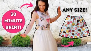 How to sew a gathered skirt in 30 minutes  QUICK and EASY tutorial [upl. by Ahsek599]