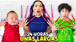 24 HORAS CON UÑAS EXTREMADAMENTE LARGAS Nasya se puso uñas 😨  Karla Bustillos [upl. by Yrroc]