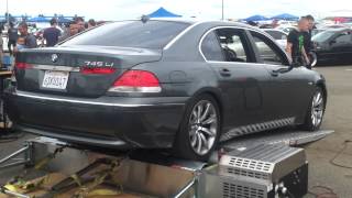 BMW 745li 3 inch straight pipe on dyno MUST SEE [upl. by Egni932]