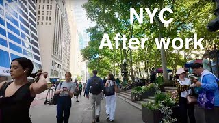 Bryant Park NYC 4K walking tour After Work Atmosphere [upl. by Aeriell]