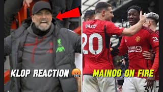 Klopp Angry Reaction on Kobbie Mainoo Goal 😡  Bruno Fernandez Long Range Goal 👀 [upl. by Cozza]