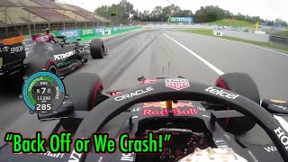 Verstappens quotYou back off or we crashquot Race Start [upl. by Anaujd]