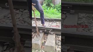 Tightening of railway fishplate nut bolt line Bangladesh development local railway repair [upl. by Syl]