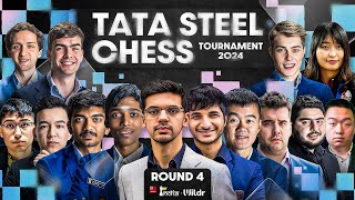 Tata Steel Chess 2024 Round 4  Pragg beats Ding Liren becomes India no1  Anish beats Gukesh [upl. by Ahsikel735]